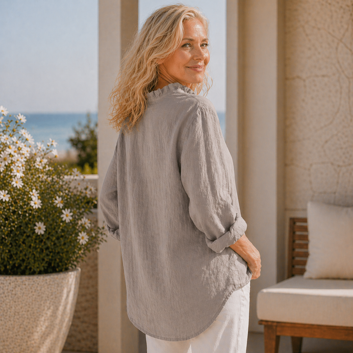 Sanela | Cotton & Linen Ruffle Shirt