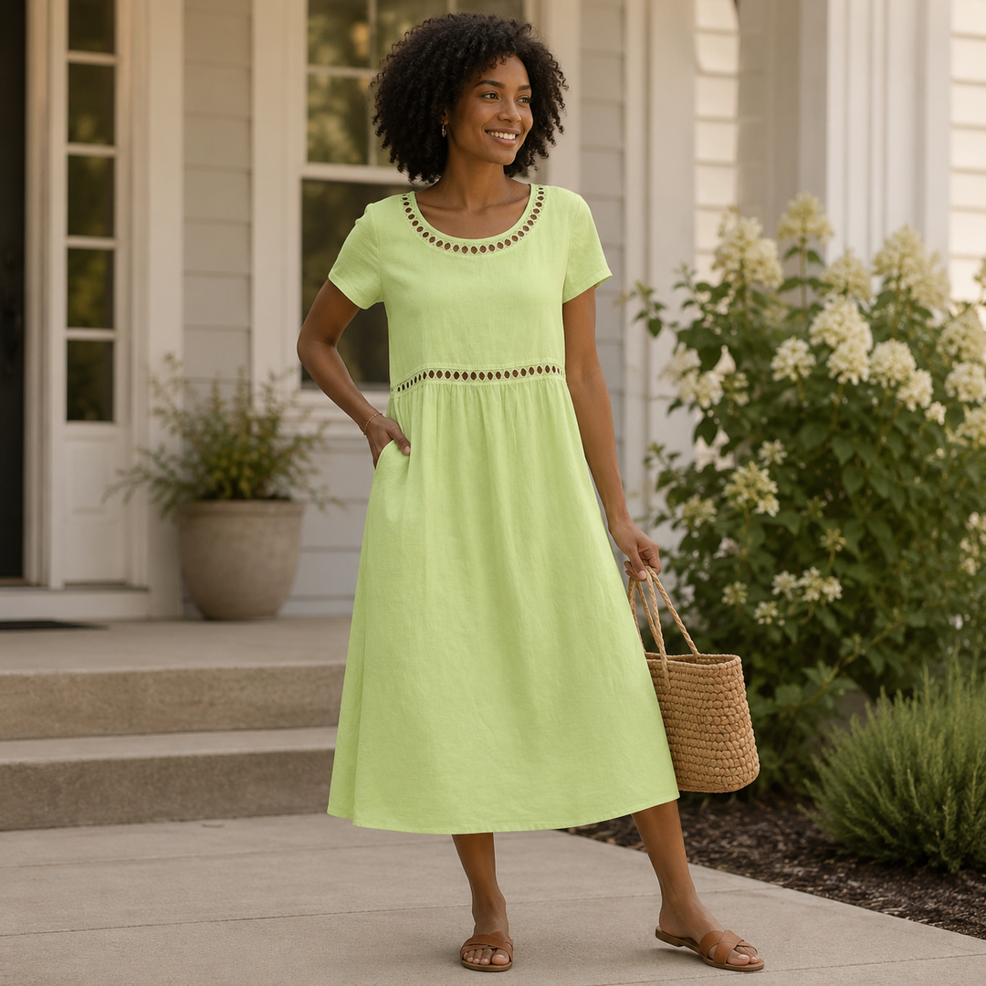 Rosalie — Embroidered Midi Dress