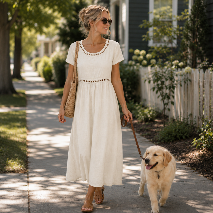 Rosalie — Embroidered Midi Dress