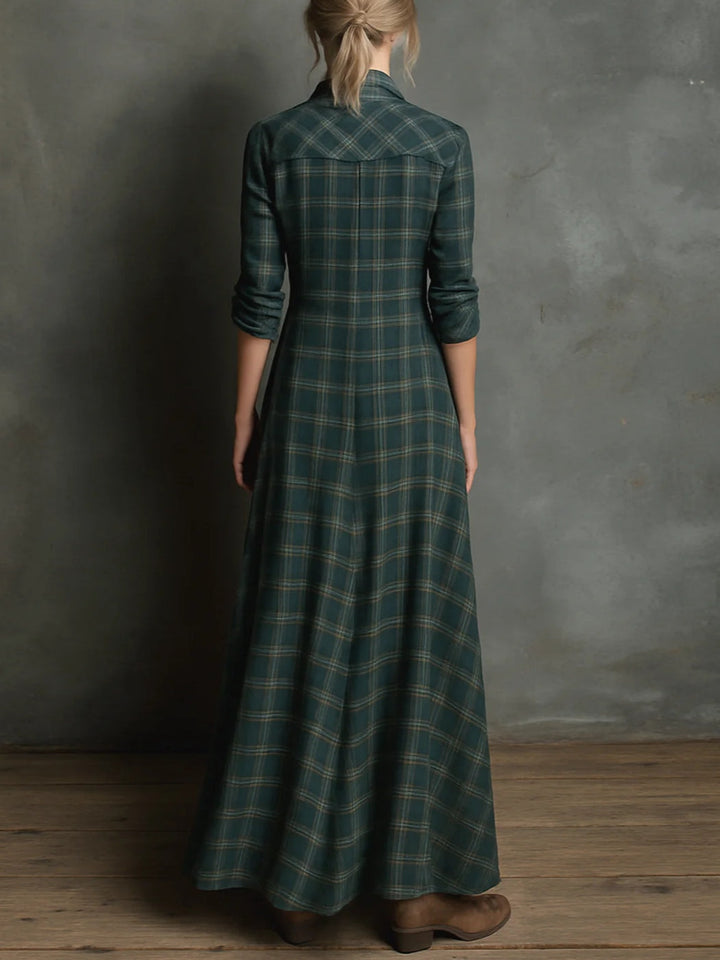 Hazel Blue™ | Plaid Long Sleeve Maxi Dress