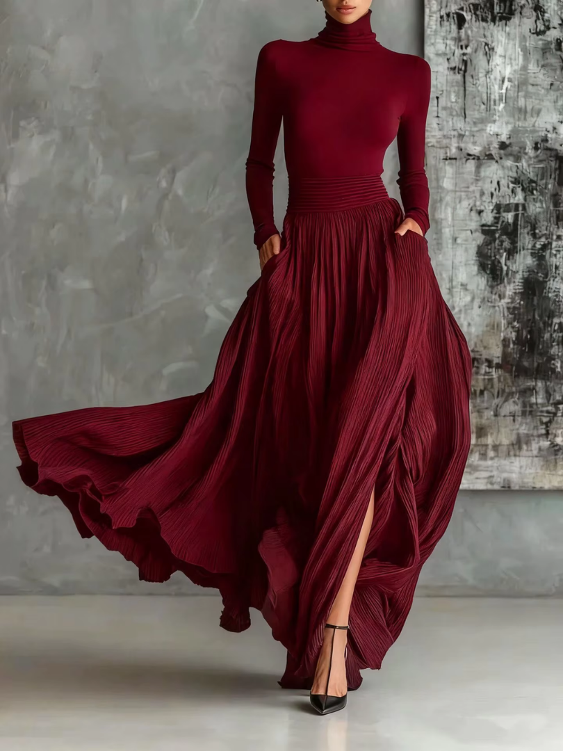 Sable | Pleated Skirt Maxi Dress