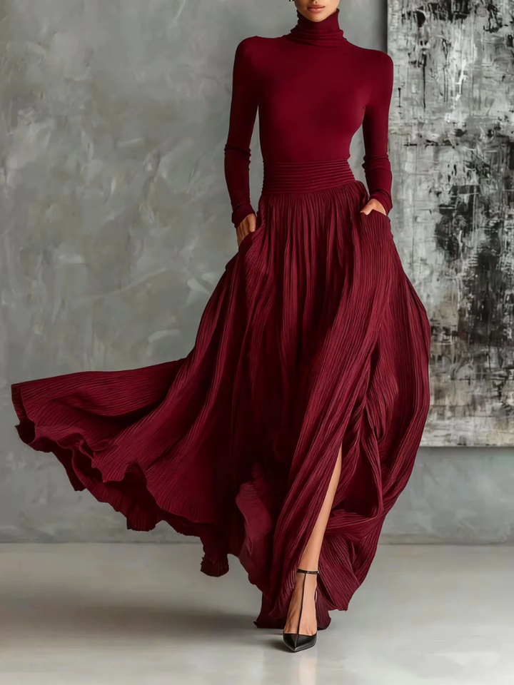 Sable | Pleated Skirt Maxi Dress