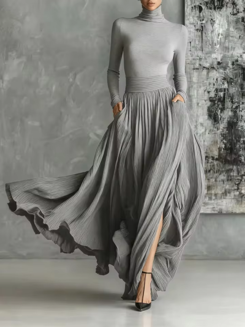 Sable | Pleated Skirt Maxi Dress