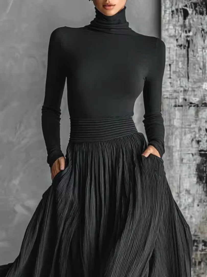Sable | Pleated Skirt Maxi Dress