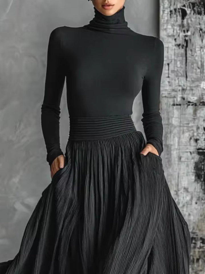 Sable | Pleated Skirt Maxi Dress