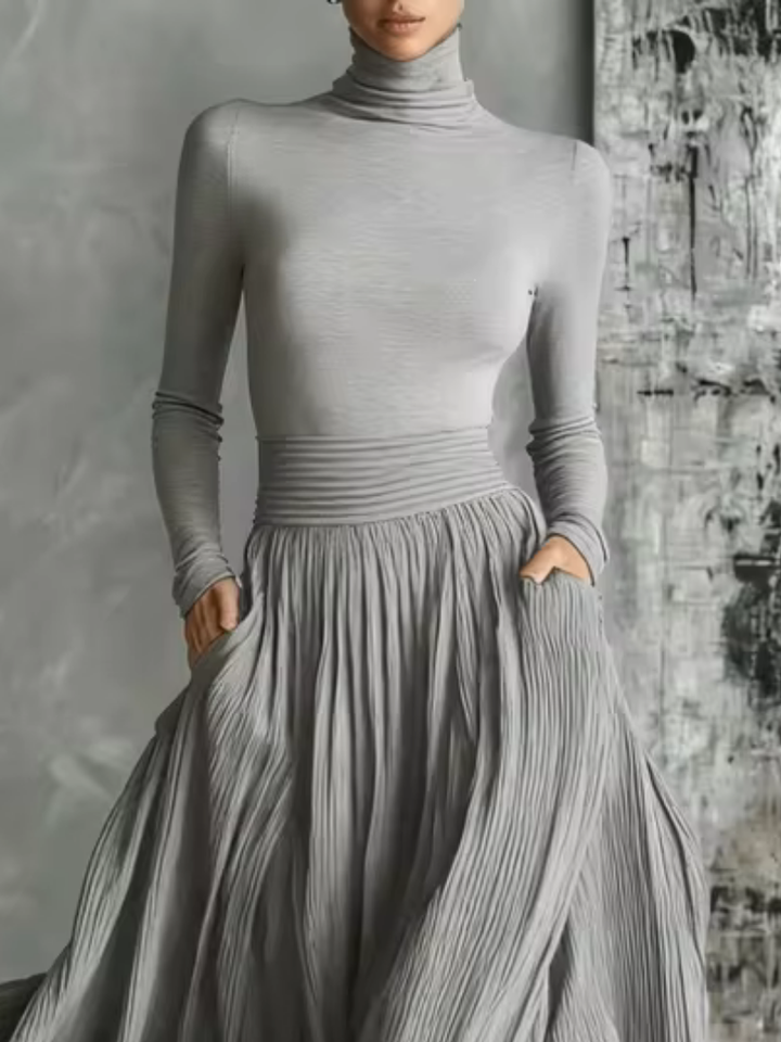Sable | Pleated Skirt Maxi Dress