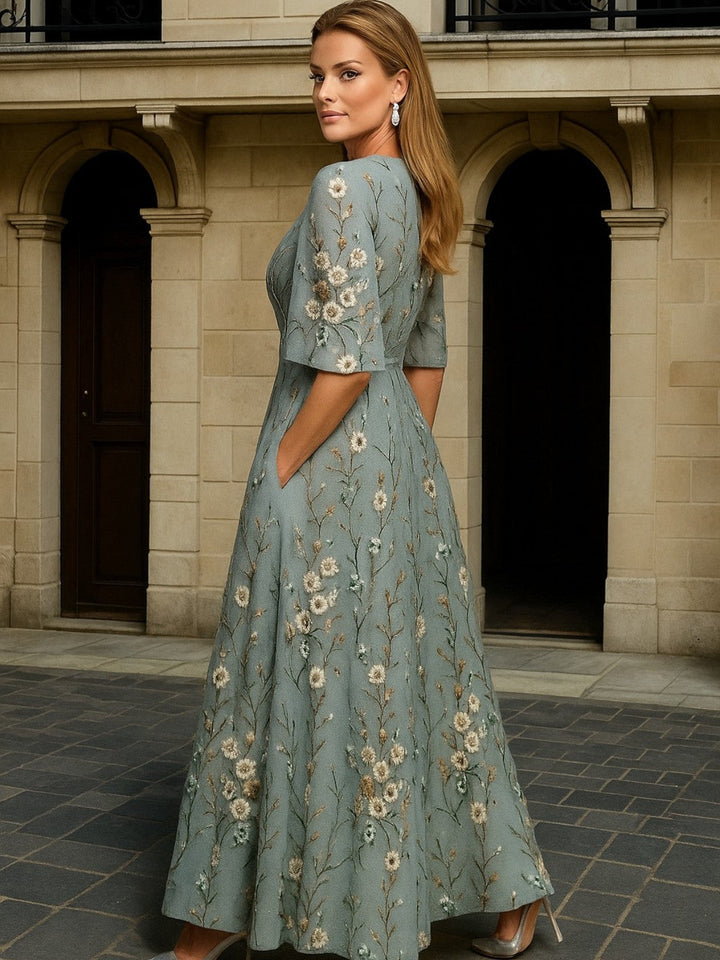 Hayley ┃ Elegant V-Neck Belted Boho Dress